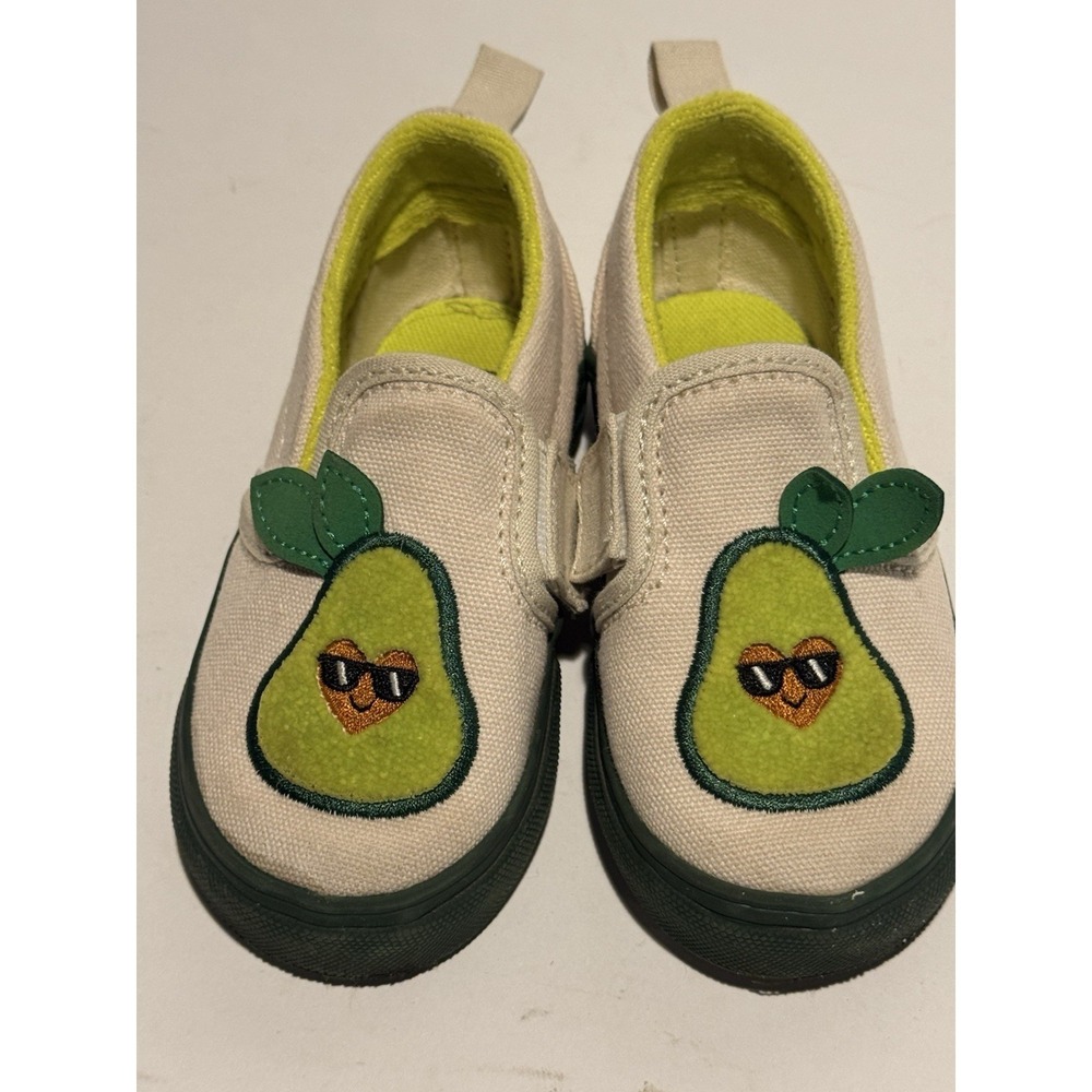Vans Toddler Slip-On V Avocado Off White Green Canvas Fruitcore Sneakers Cute 6